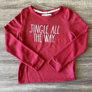 Rae Dunn Jingle All the Way Kids Size 8 Red Long Sleeve Tee Christmas Holiday